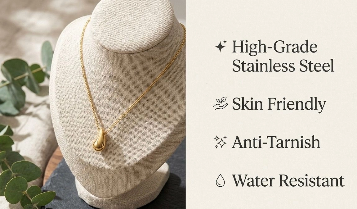 Anti Tarnish Water drop necklace - Gold 2