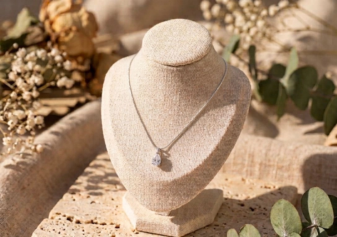 Anti-Tarnish Round Link Chain Drop-Shaped Necklace – Silver 1