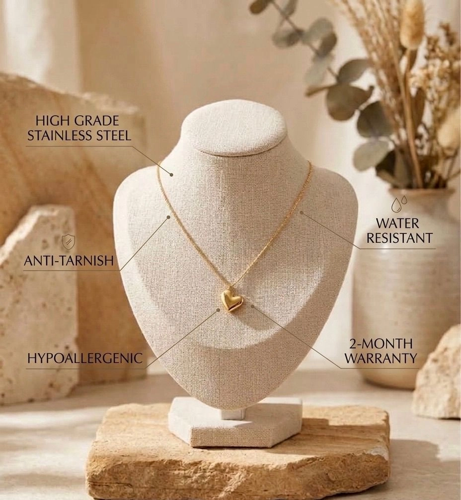 Anti Tarnish Heart-shaped necklace - Gold 2