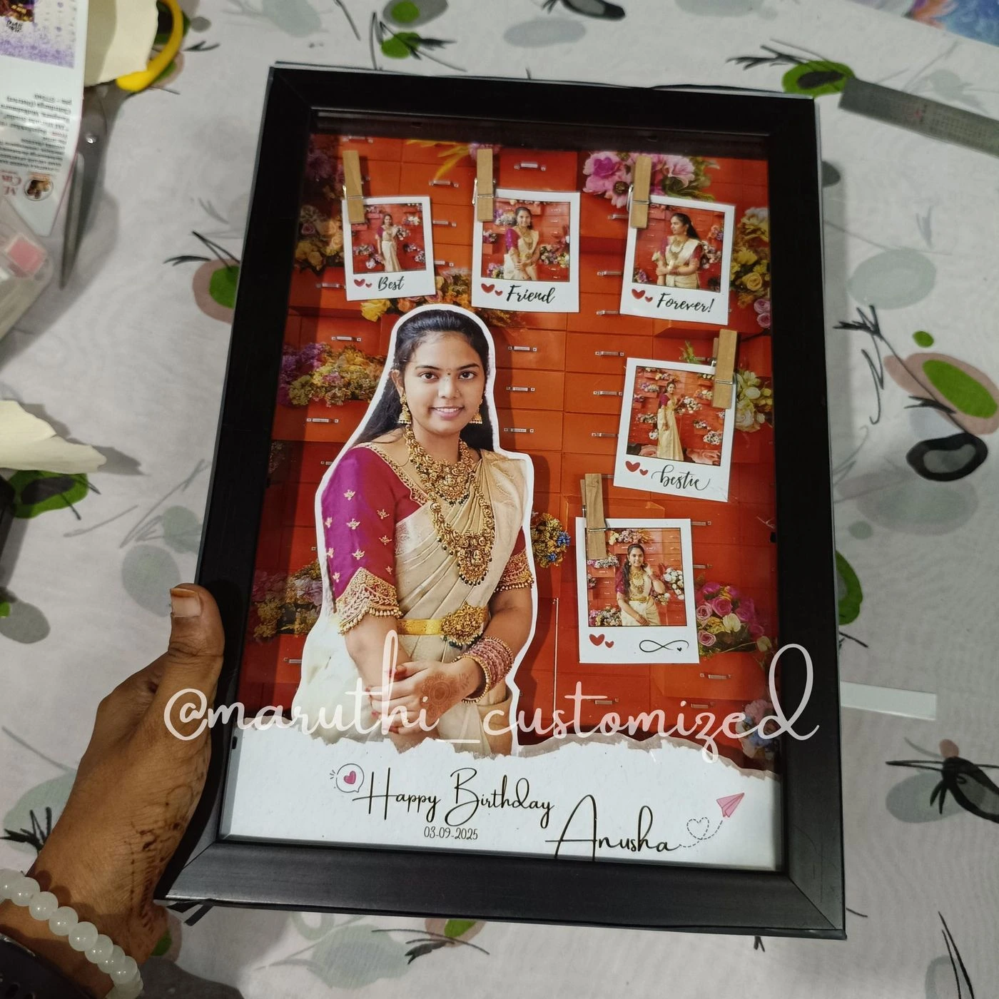 3D Box Cutout with polaroids 3