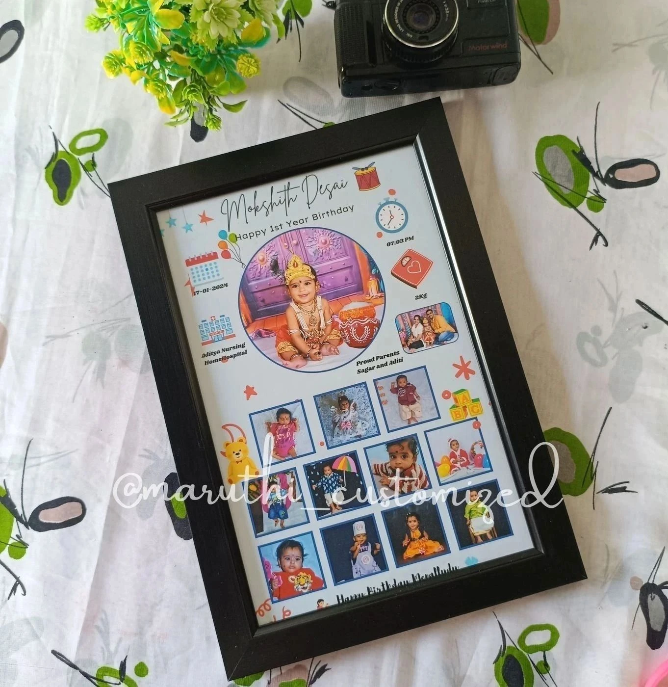 12 months baby details Photo frame (A4 size)