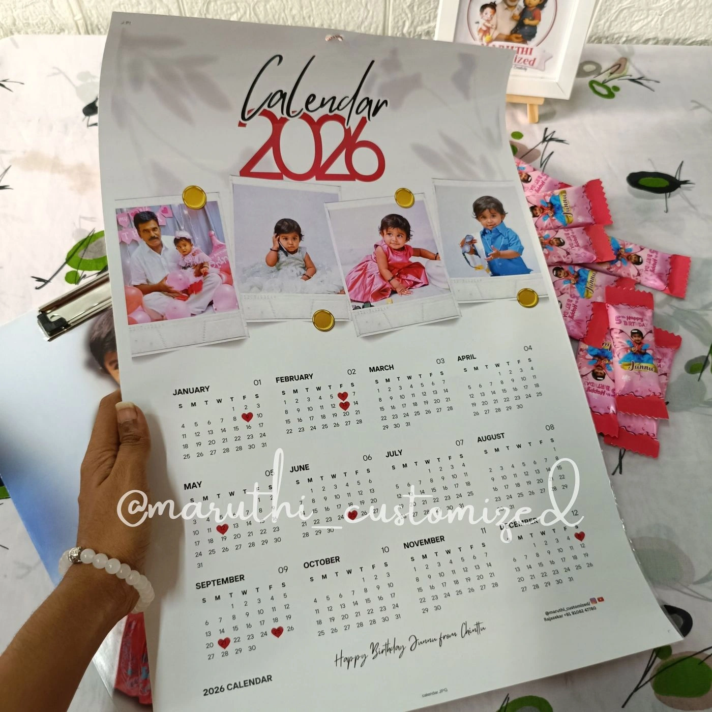 Personalised Single Sheet Calendar 1