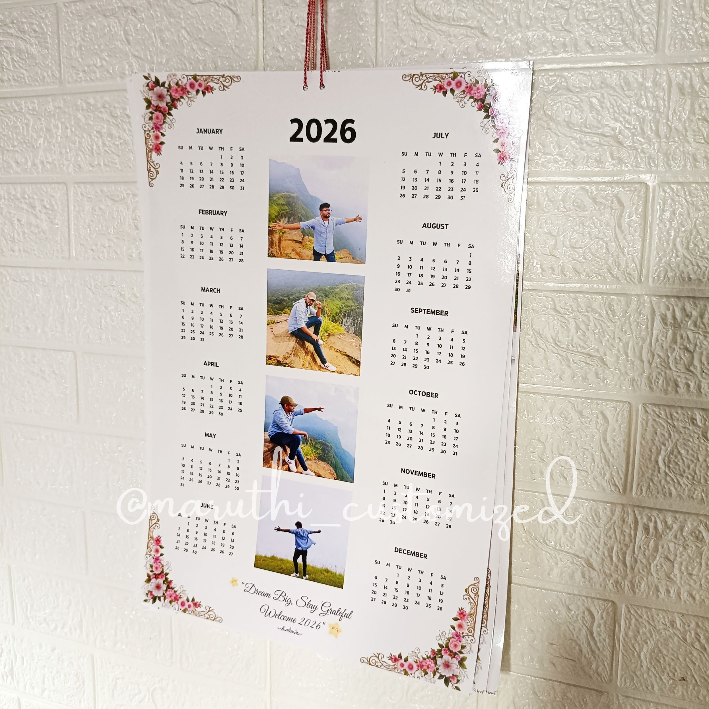 Personalised Single Sheet Calendar 3