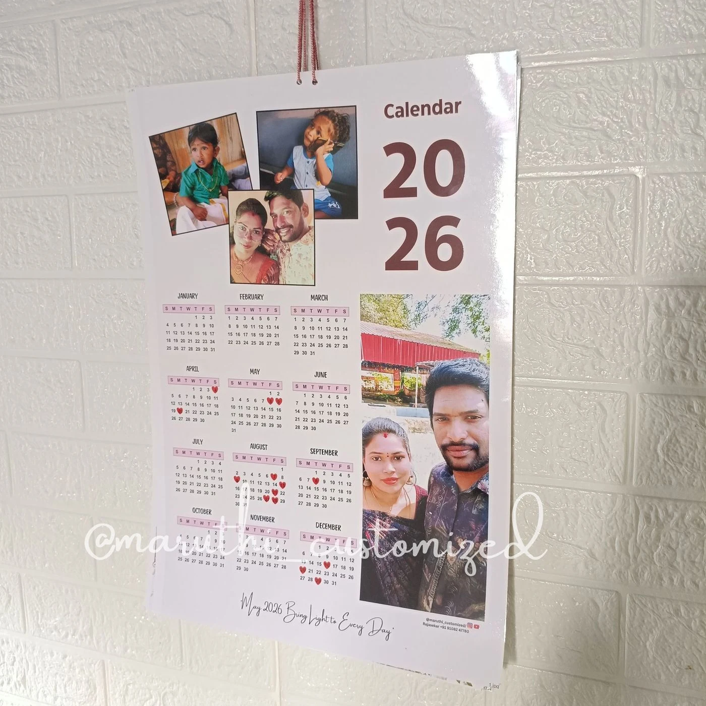 Personalised Single Sheet Calendar 4
