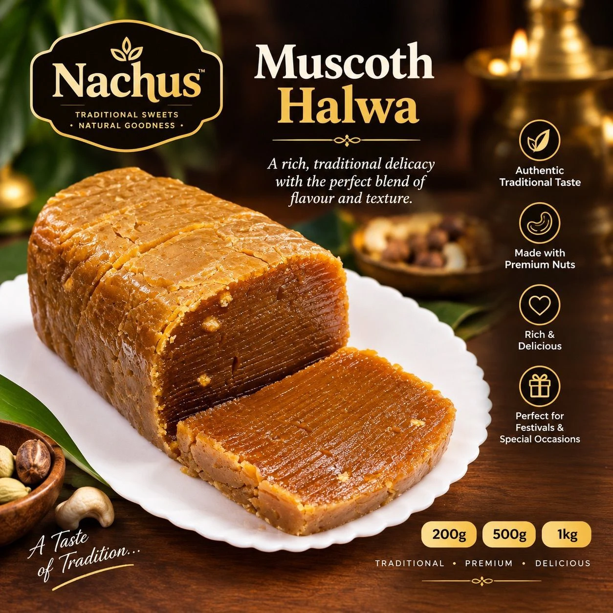 Nachus Muscoth Halwa | Traditional Indian Sweet | Rich, Soft & Delicious Halwa | Sweet Treat for Festivals, Celebrations & Family Sharing 1