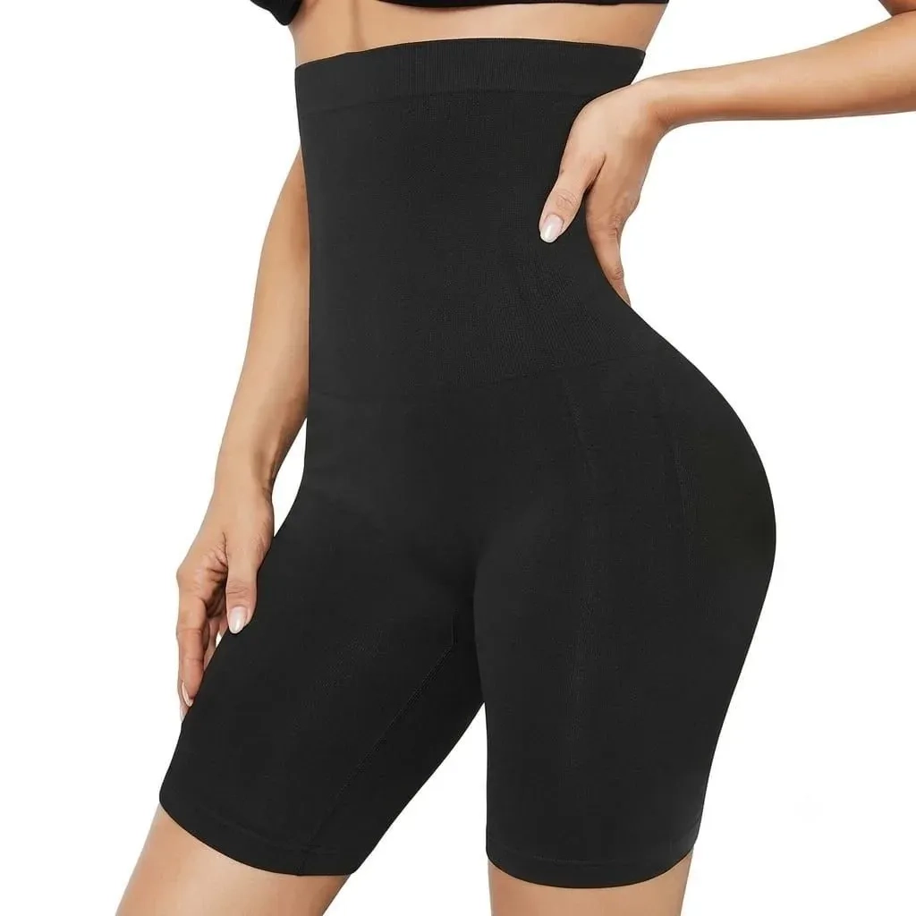 Women’s Seamless High-Waist Tummy Control Shapewear Shorts – 2 Pack (Black & Beige) 3
