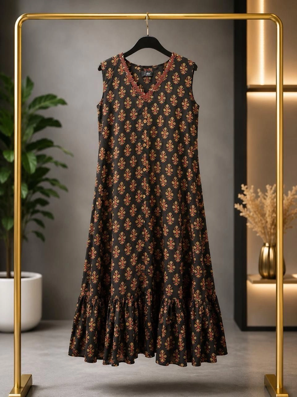 Black Floral Printed Dress