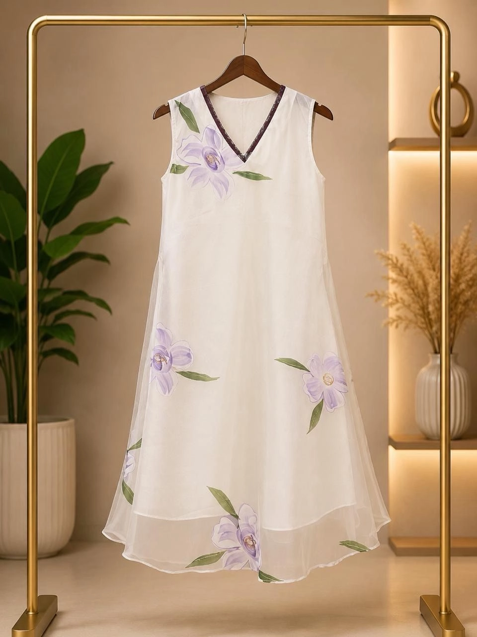 White Floral Organza Dress