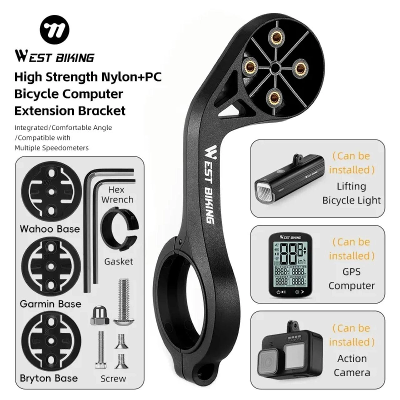 West bike bicycle computer extension mount for Garmin,wahoo and bryton 2