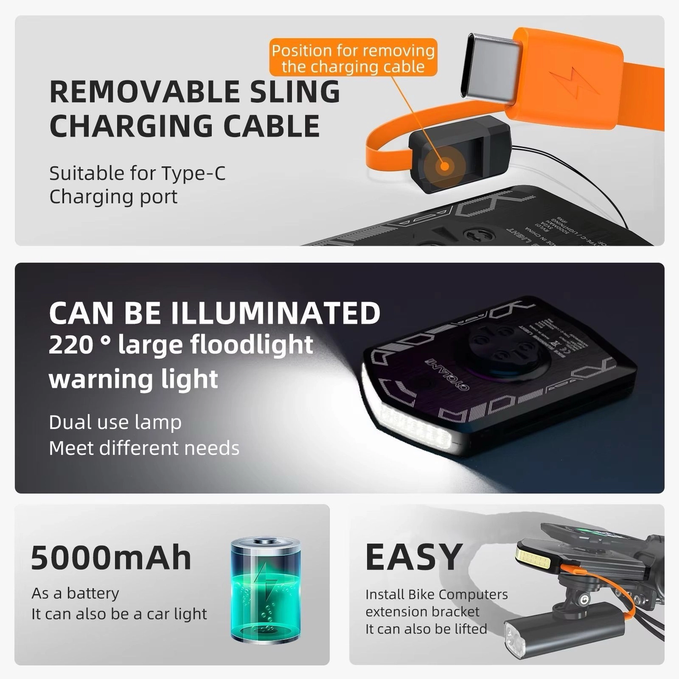 Cyclami RVL01 front light + powerbank 5