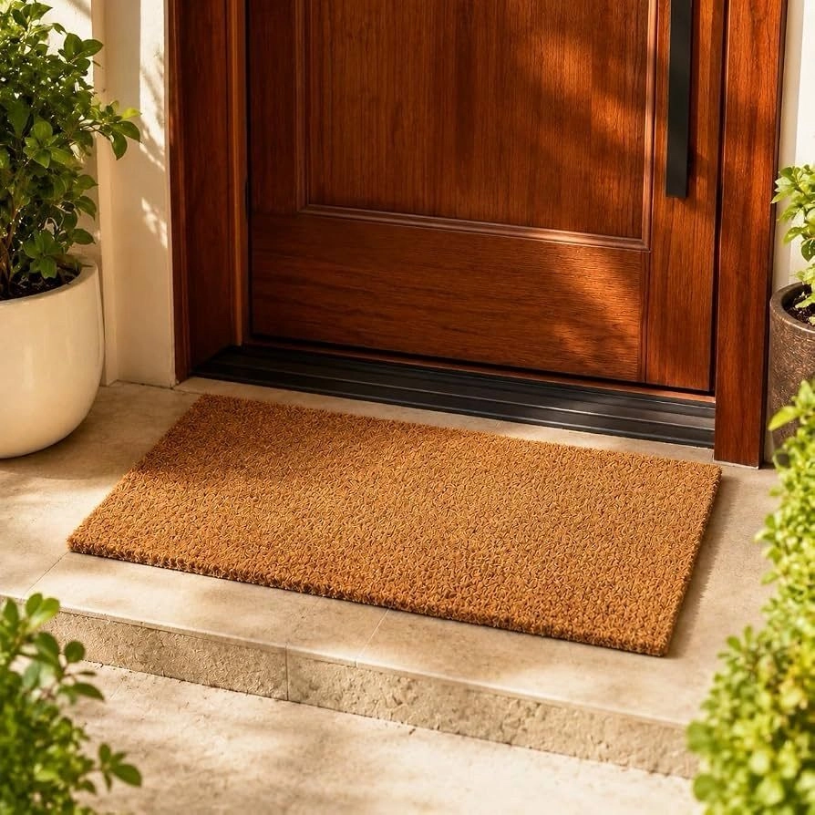 Natural Coir Door Mat - Plain Blank Anti Slip Light Brown colour 2
