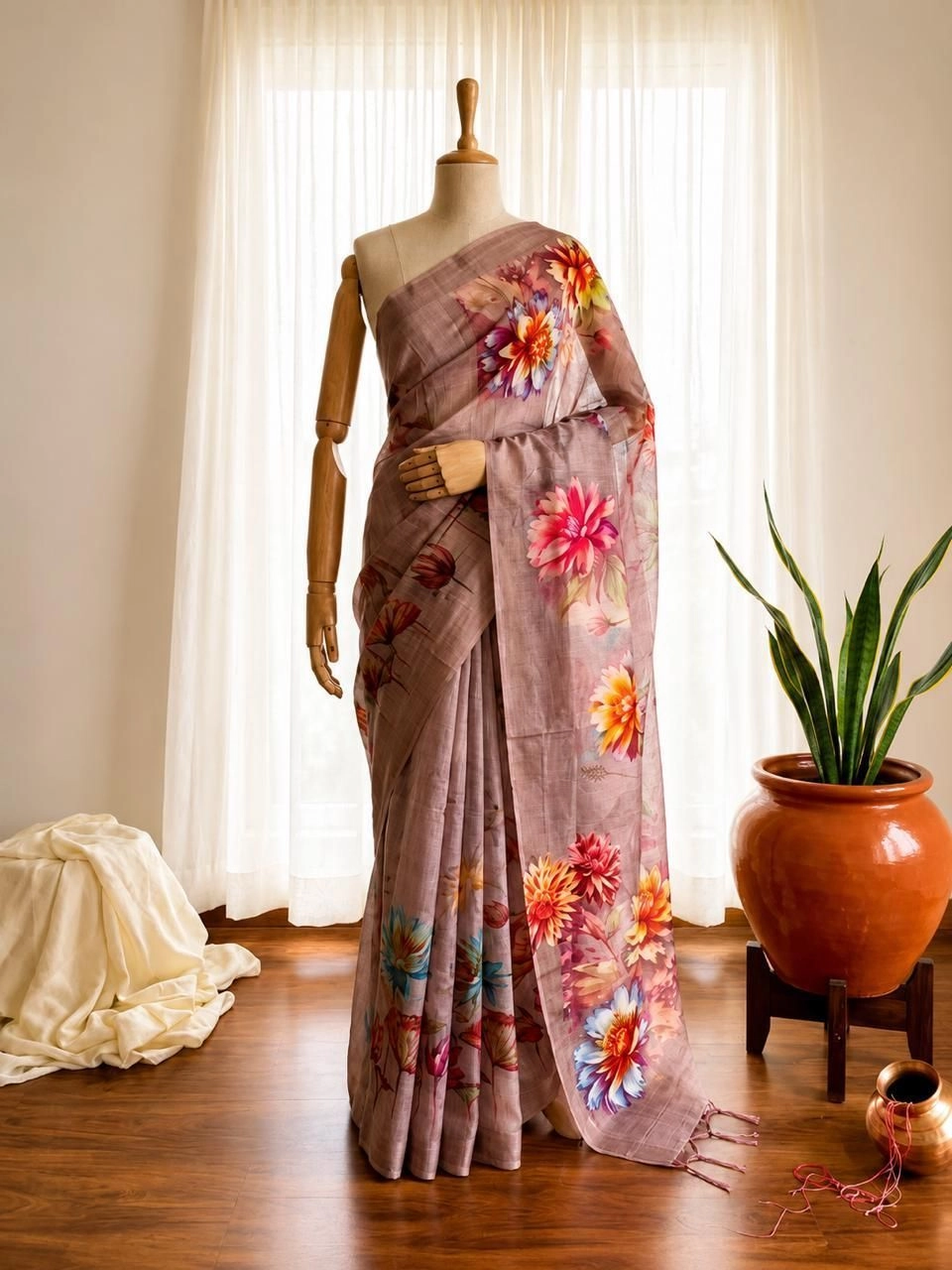 Digital Printed Cotton Saree 1