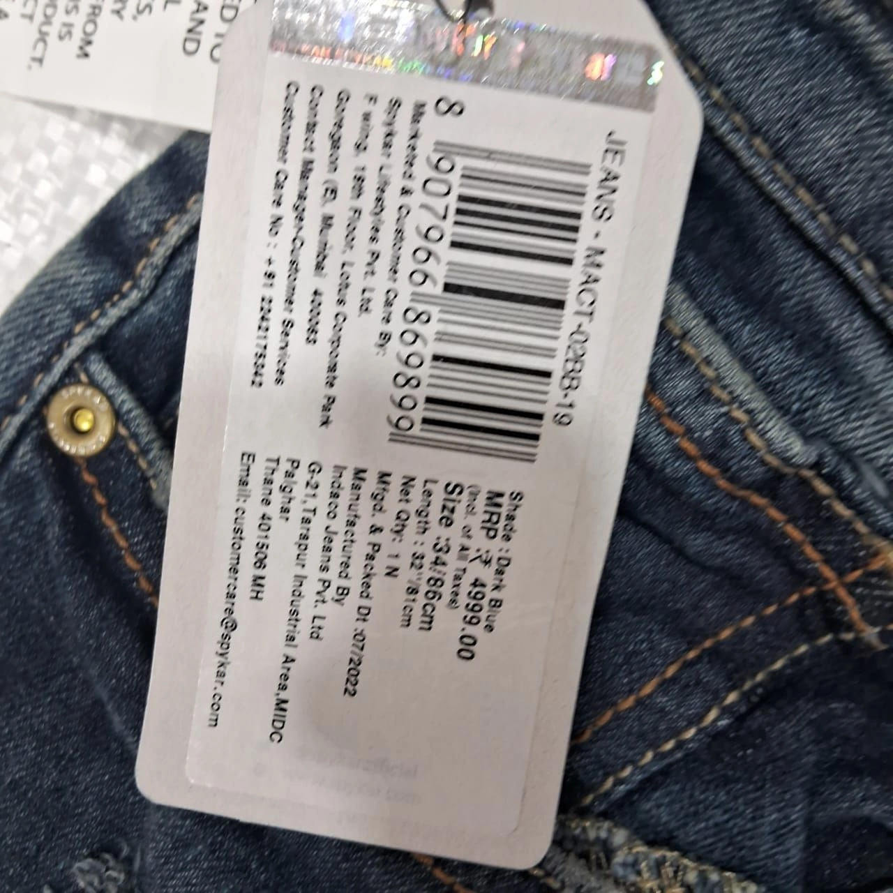 SPYKAR DENIM JEANS FQ62782 WITH BRAND BILL 2