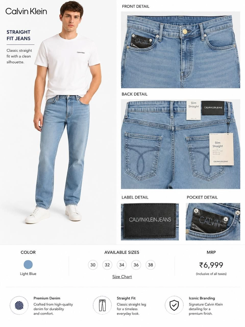 CALVIN KLEIN ( CK) JEANS DENIM WITH BRAND BILL 5