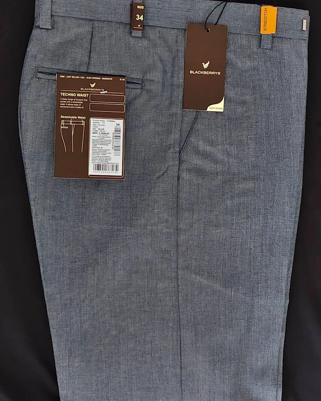 BLACKBERRY CHINOS WITH BRAND BILL 16