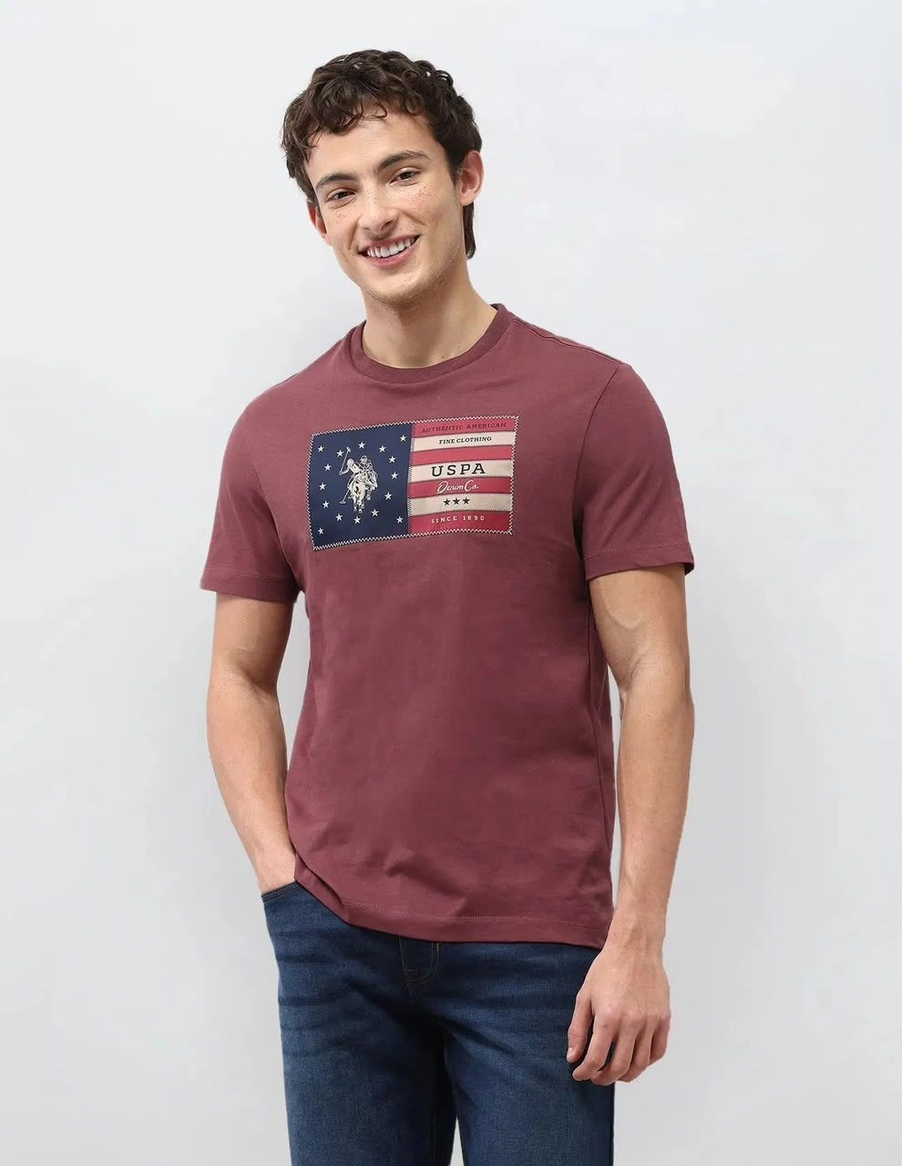 USPA CREW ROUND NECK T-SHIRT WITH BRAND BILL 1