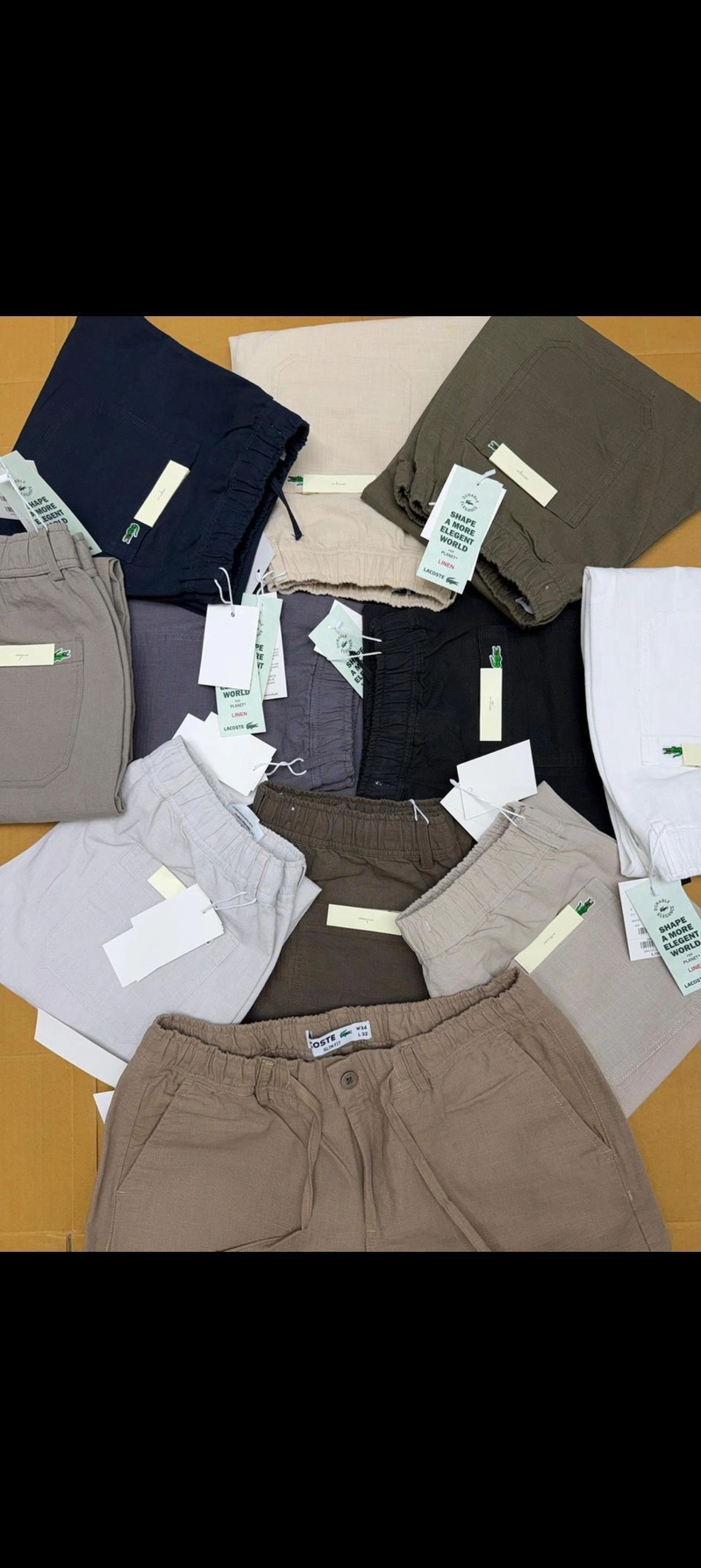 LACOSTE MENS LINEN PANTS X16 WITH BRAND BILL 3