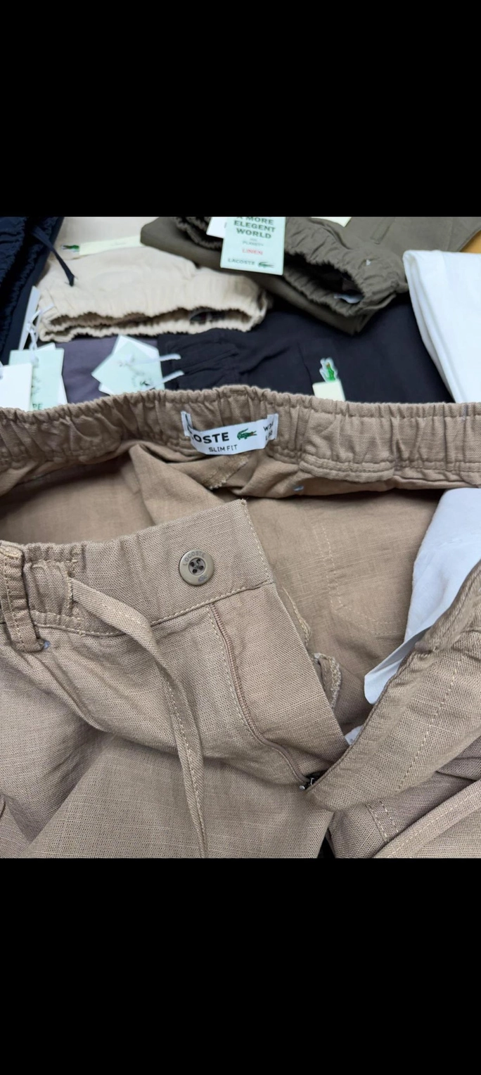 LACOSTE MENS LINEN PANTS X16 WITH BRAND BILL 7