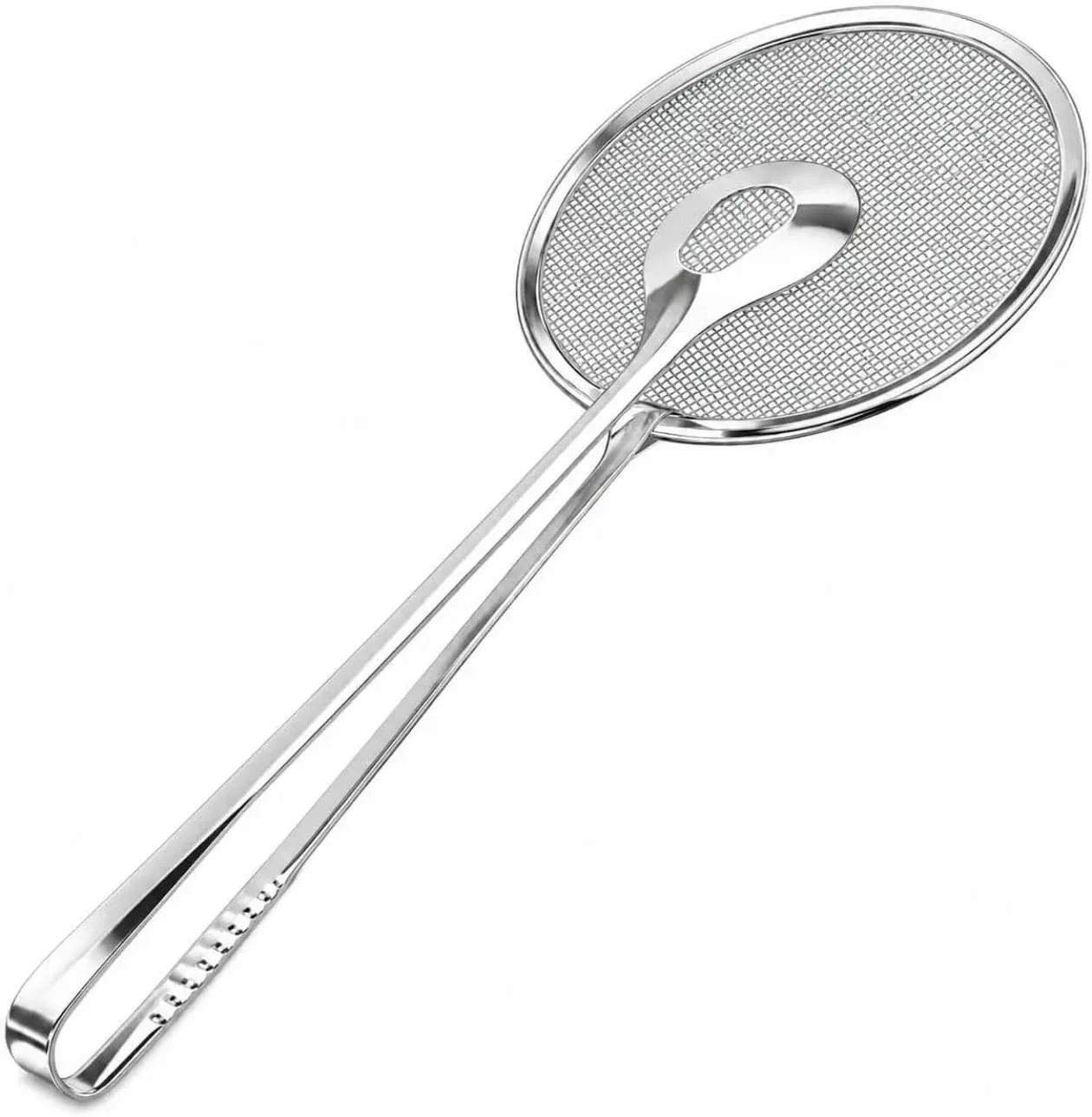 Multi-Functional Frying Tong 2 in 1 Fry Tool Filter Spoon Frying Strainer with Clip, Oil Frying BBQ Filter Stainless Steel Filter Spoon and Clip [ 2