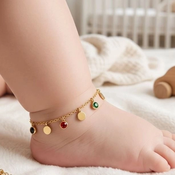 Multicoloured Closed circle charm kids Anklets