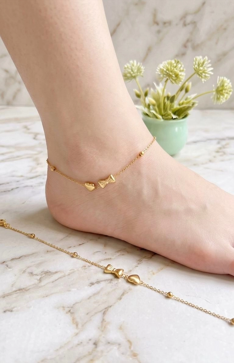 Bow and heart Kids Anklets