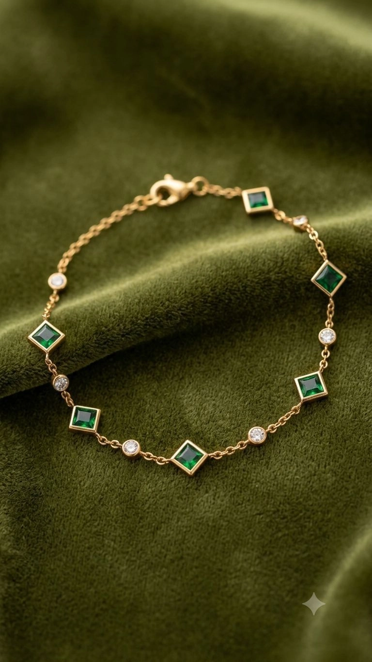 Green and white stone bracelet