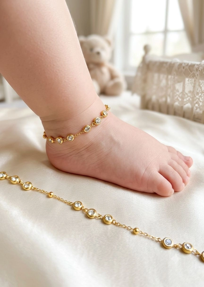 White stone Kids Anklets