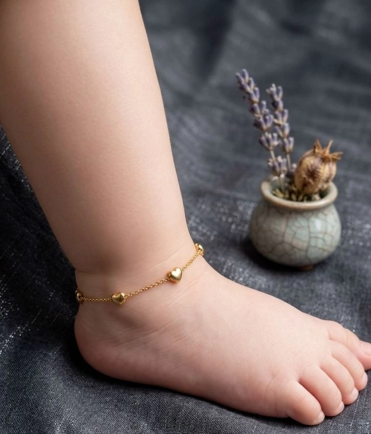 Solid hearts kids Anklets