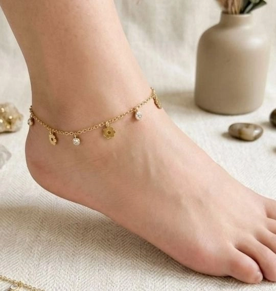 White stone flower Adults Anklets