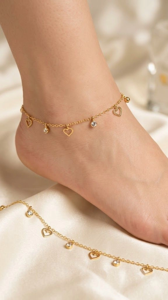 Open heart white stone Adults Anklets