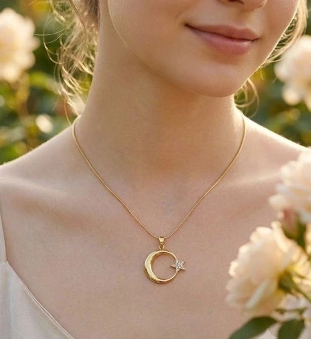 Moon and star necklace