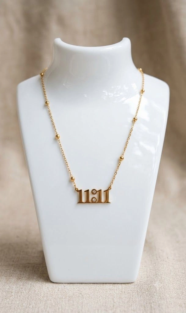 11:11 solid pentant with stone necklace 1