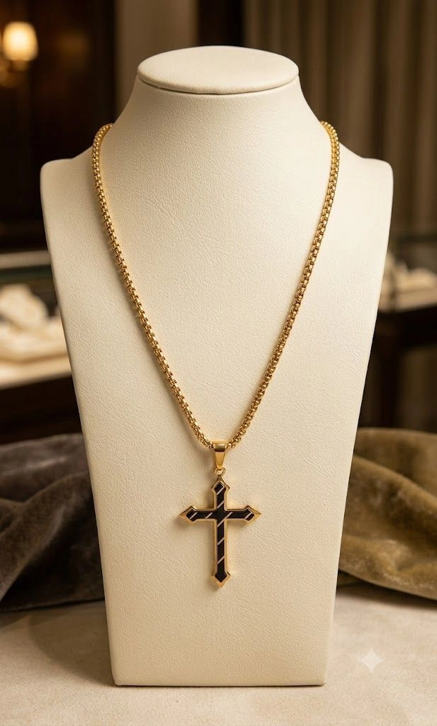 Black cross pentant necklace