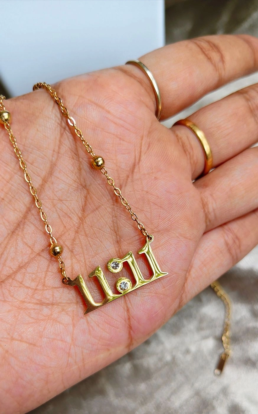 11:11 solid pentant with stone necklace 2