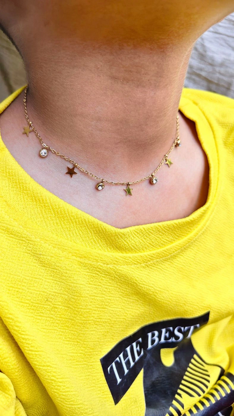 Star and stone charm necklace