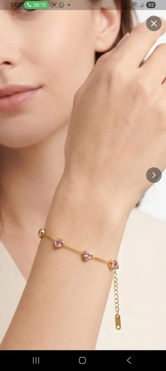 Pink stone heart bracelet