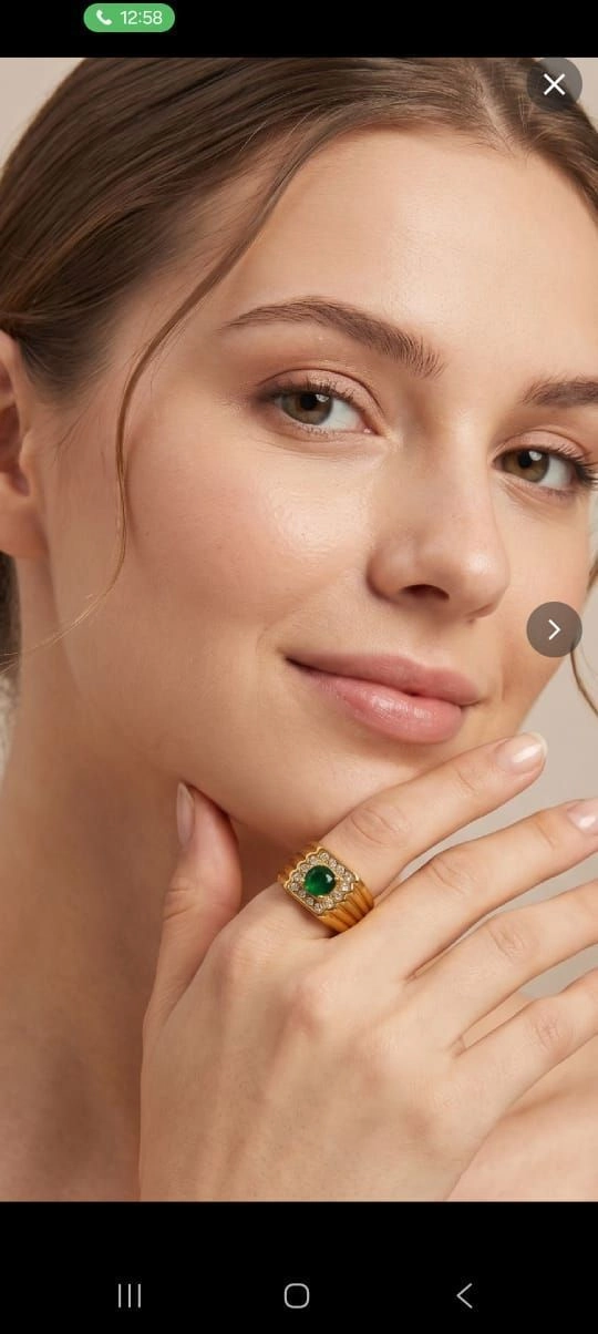 Green and white AD stone ring 1