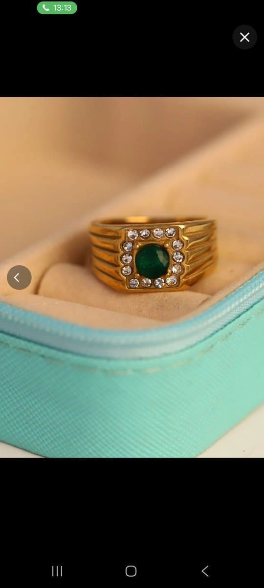 Green and white AD stone ring 2
