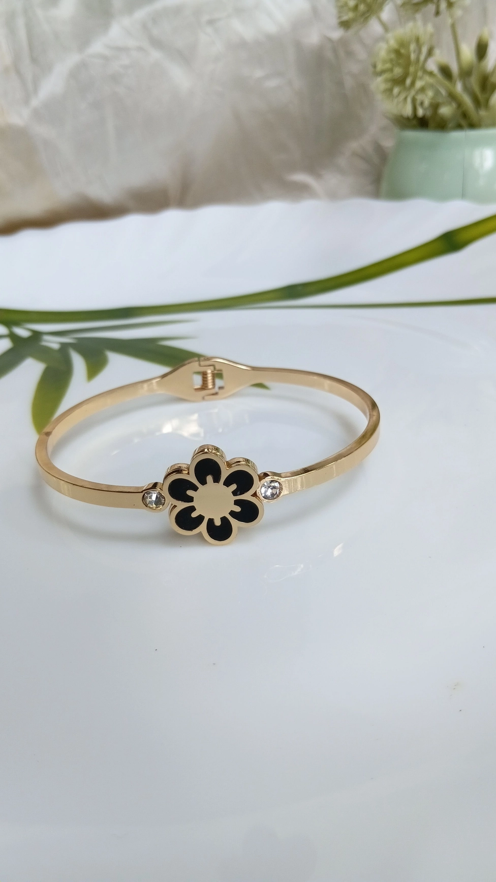 Black floral bangle 1