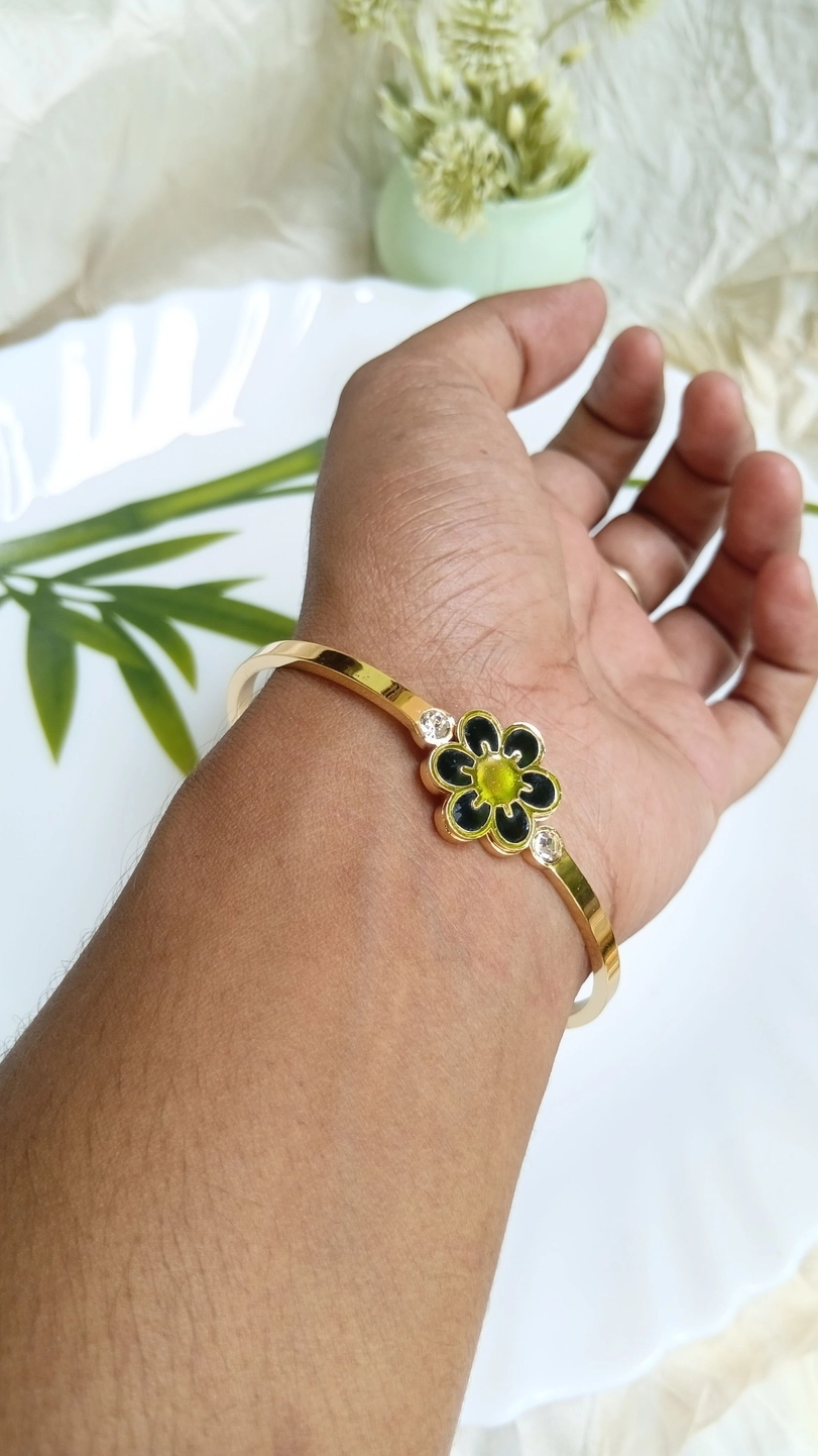 Black floral bangle 2