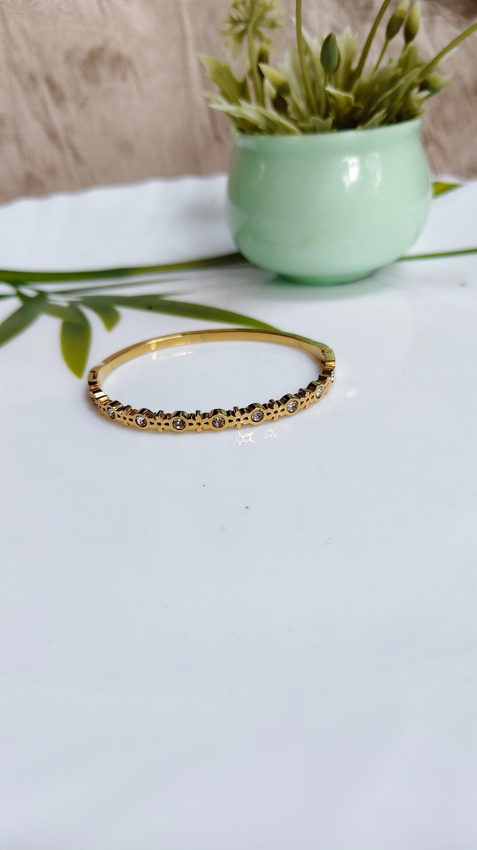 Flower and stone baby bangle 1