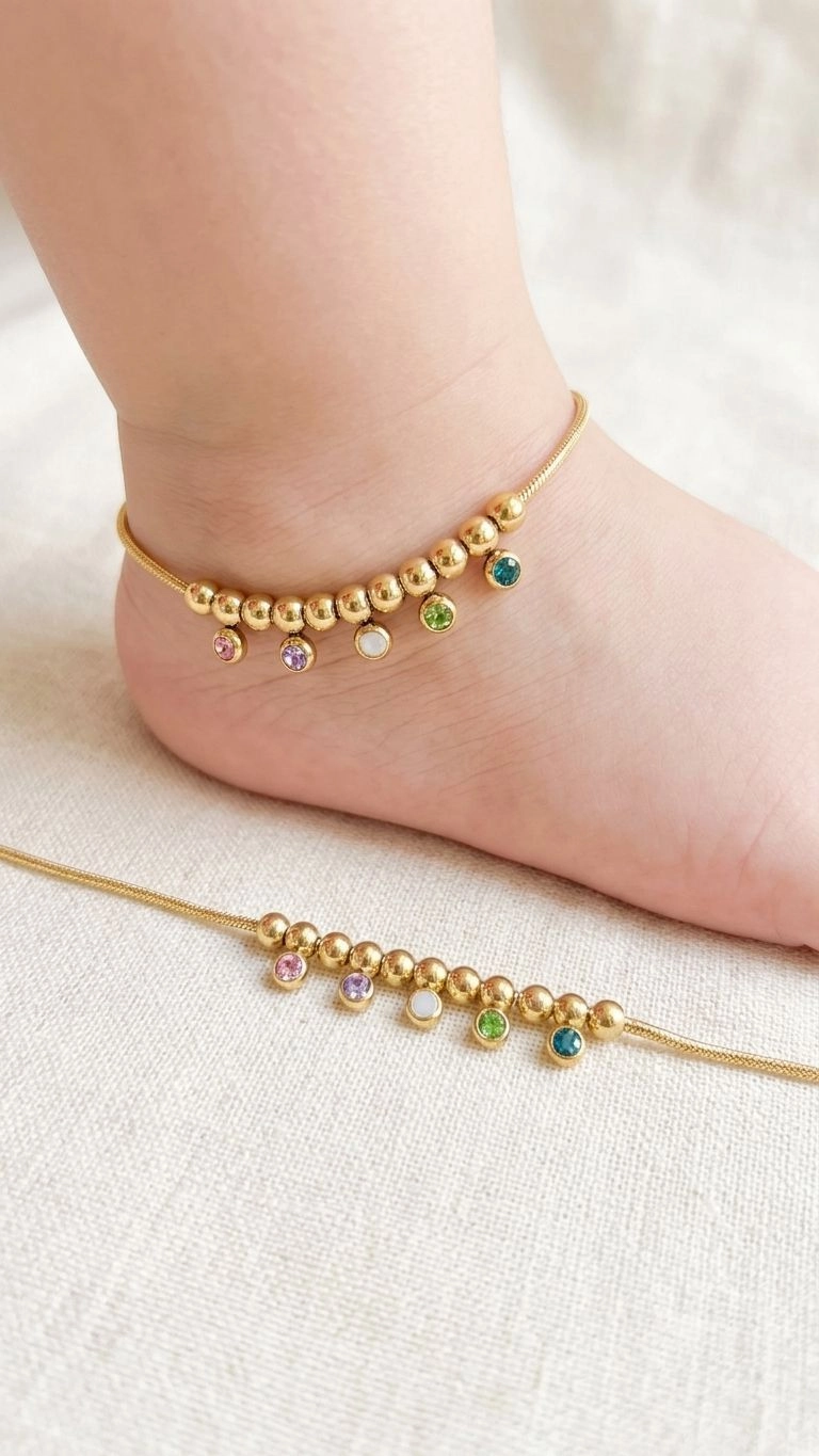 Multistone and ball kids Anklets