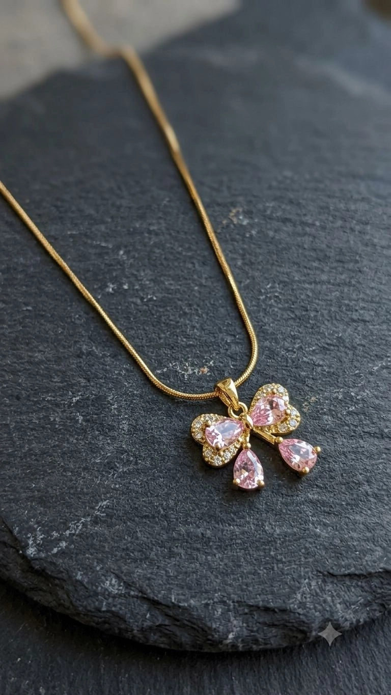 Pink butterfly necklace