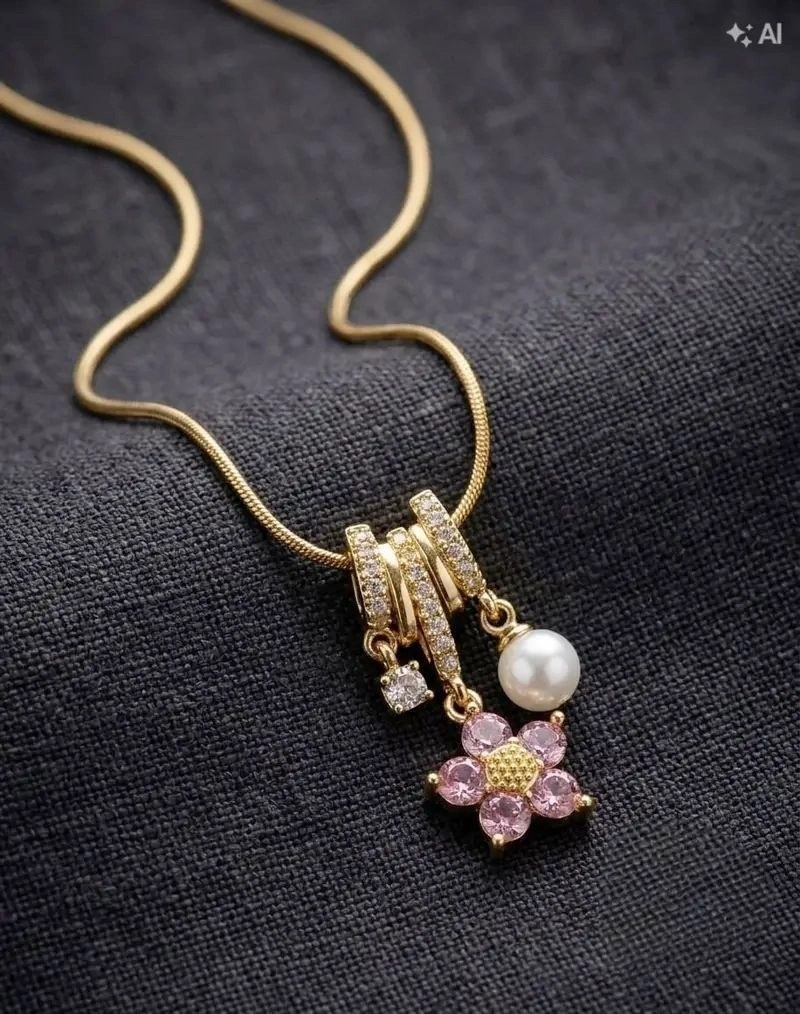 Flower and pearl necklace