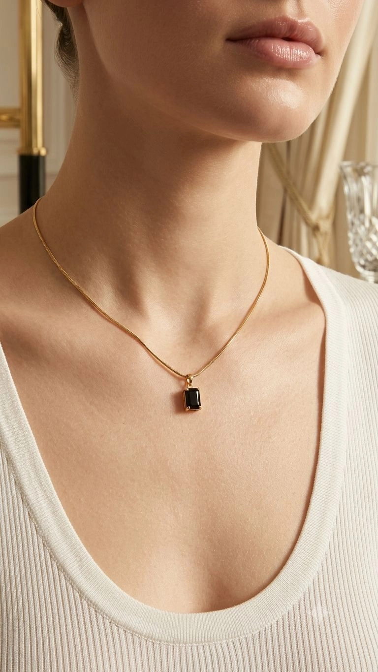 Small black stone necklace
