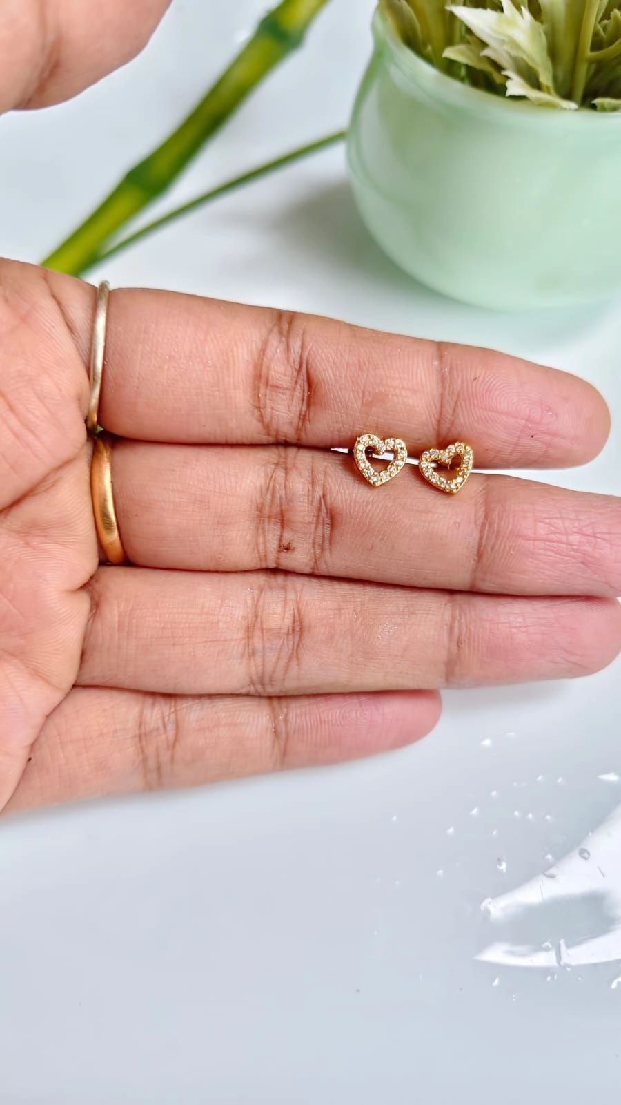 Open heart ball back earrings
