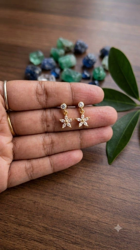 Hanging Star ball back earrings
