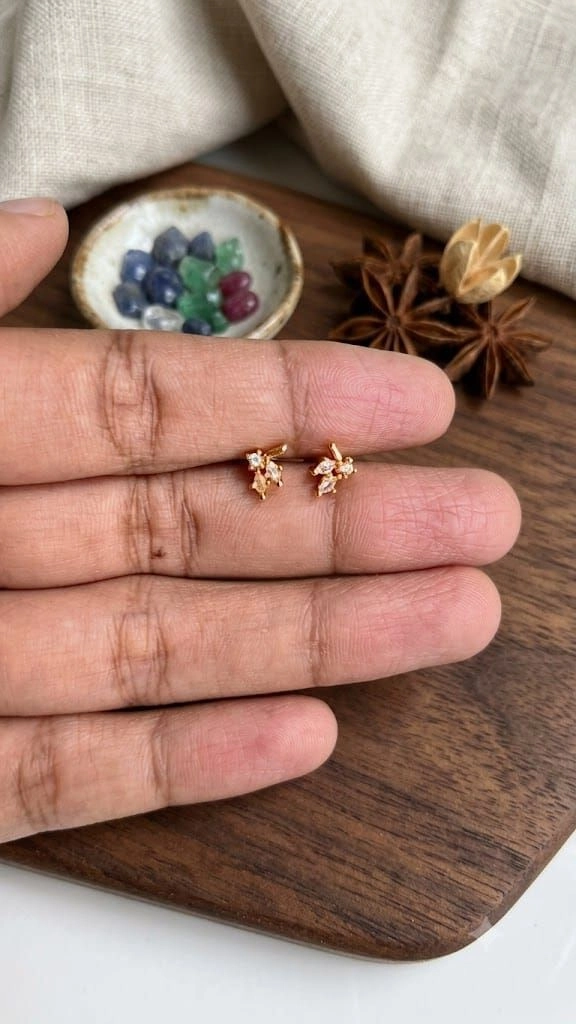 3 stone ball back earrings