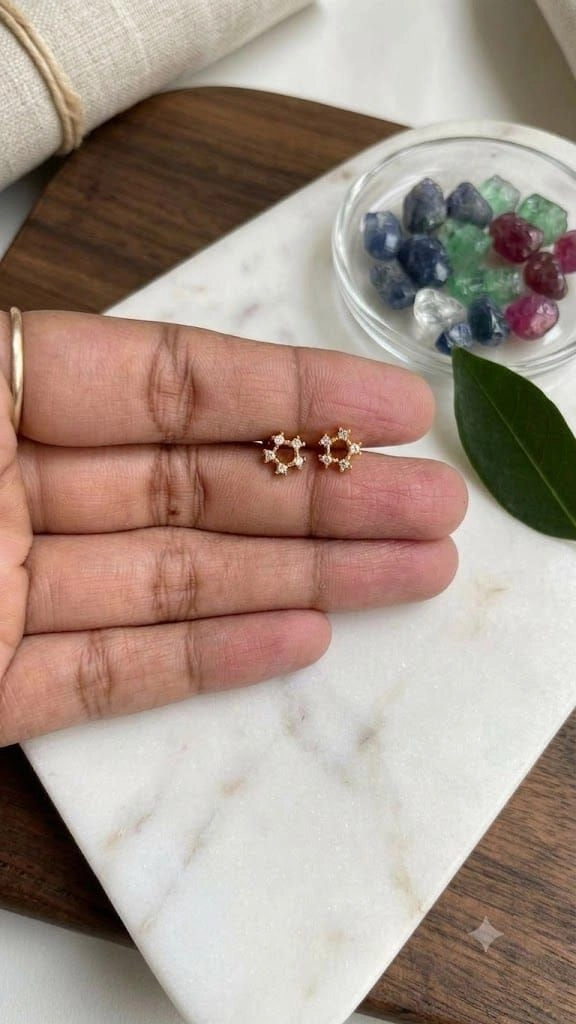 Open circle ball back earrings
