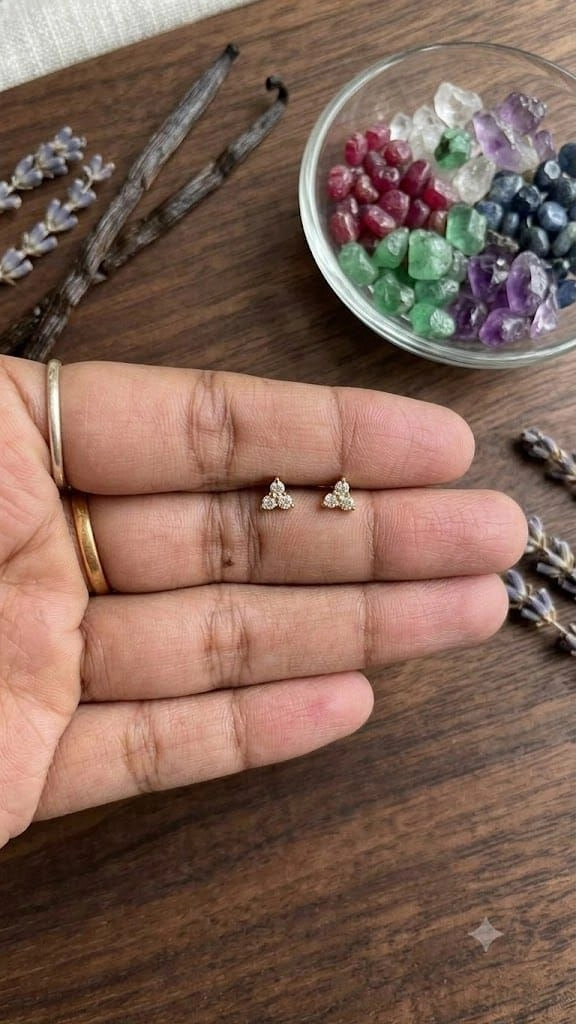 Triangle ball back earrings